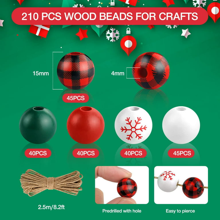 200PCS Christmas Wooden Beads For Crafts, 16Mm Wood Beads With Holes For  Garland Jewelry Making Party Holiday Decor Easy To Use - AliExpress