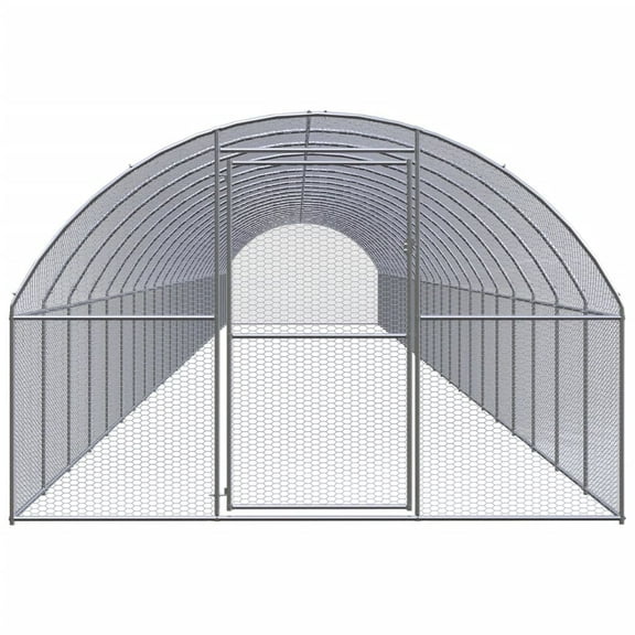 vidaXL Outdoor Chicken Coop 9.8'x78.7'x6.6' Galvanized Steel