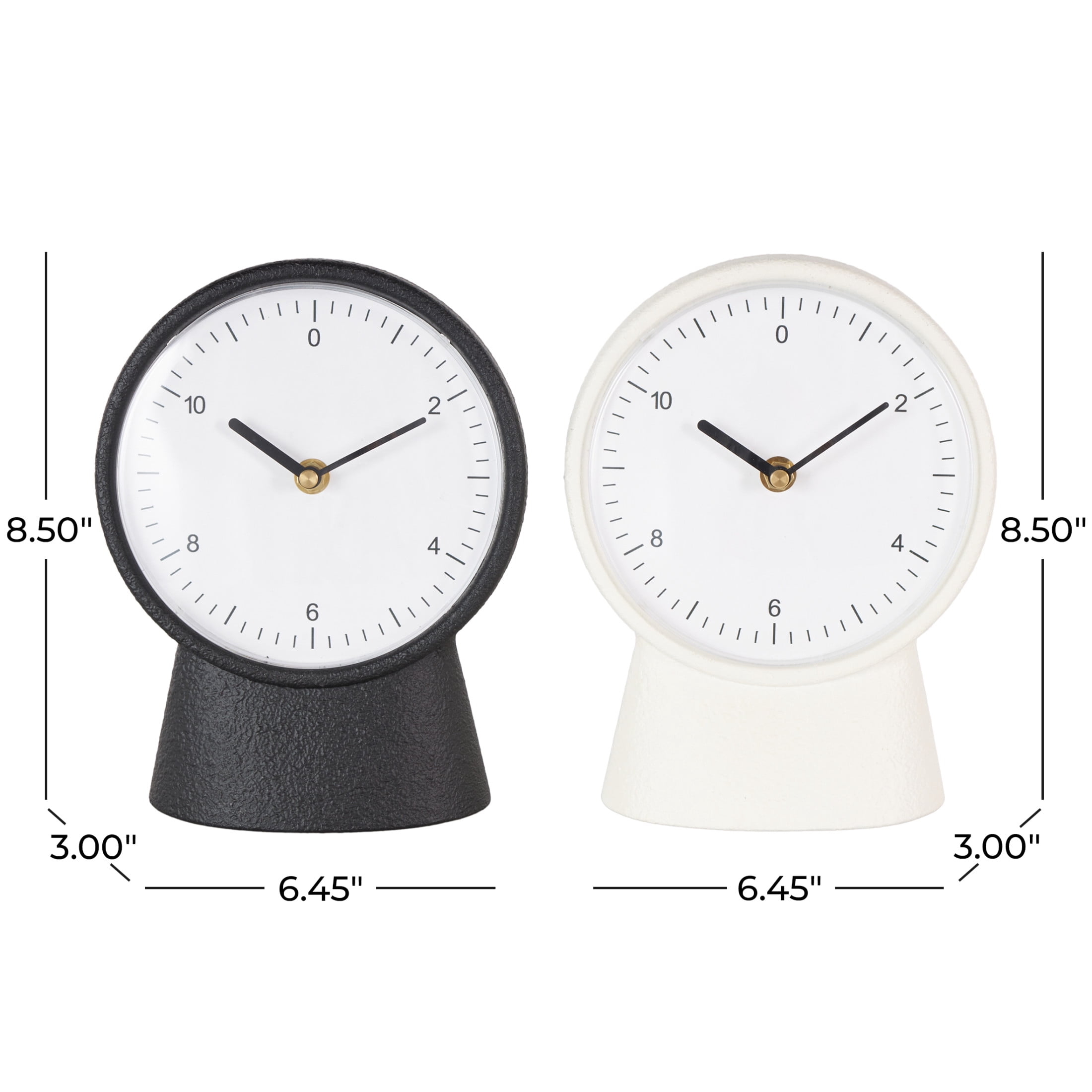 DecMode 9" Multi Colored Metal Textured Clock with Gold Accents, Set of 2