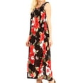 thumbnail image 3 of Sakkas Iyabo Women's Sleeveless Casual Summer Floral Print Dress Maxi Long Stretch - B-Red - One Size, 3 of 5