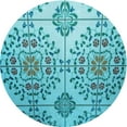 thumbnail image 1 of Ahgly Company Machine Washable Indoor Round Transitional Light Sea Green Area Rugs, 5' Round, 1 of 7