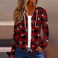 thumbnail image 2 of Women's Fashion Christmas Print Casual Zip-Up Long-Sleeve Hooded Jacket, for Outdoor Activities and Daily Use,Deep Red,2XL, 2 of 6