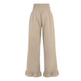 thumbnail image 6 of XIAONU Women's Ruffle Hem Wide Leg Pants Smocked High Waist Side Pocket Design Trousers Lightweight Boho Style Casual Bottoms Beige, 6 of 6