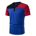 thumbnail image 5 of Men's T-Shirts Pullover Crew Neck Three Button Short Sleeve Tee shirt Patchwork Color Fashion Casual Basic Tees Tops, 5 of 9