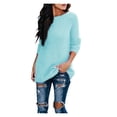 thumbnail image 2 of Qertyioot Femmes Plus Size Pull Femmes Mode Winterh Solide Col Rond à Manches Longues Chemisier, 2 of 7