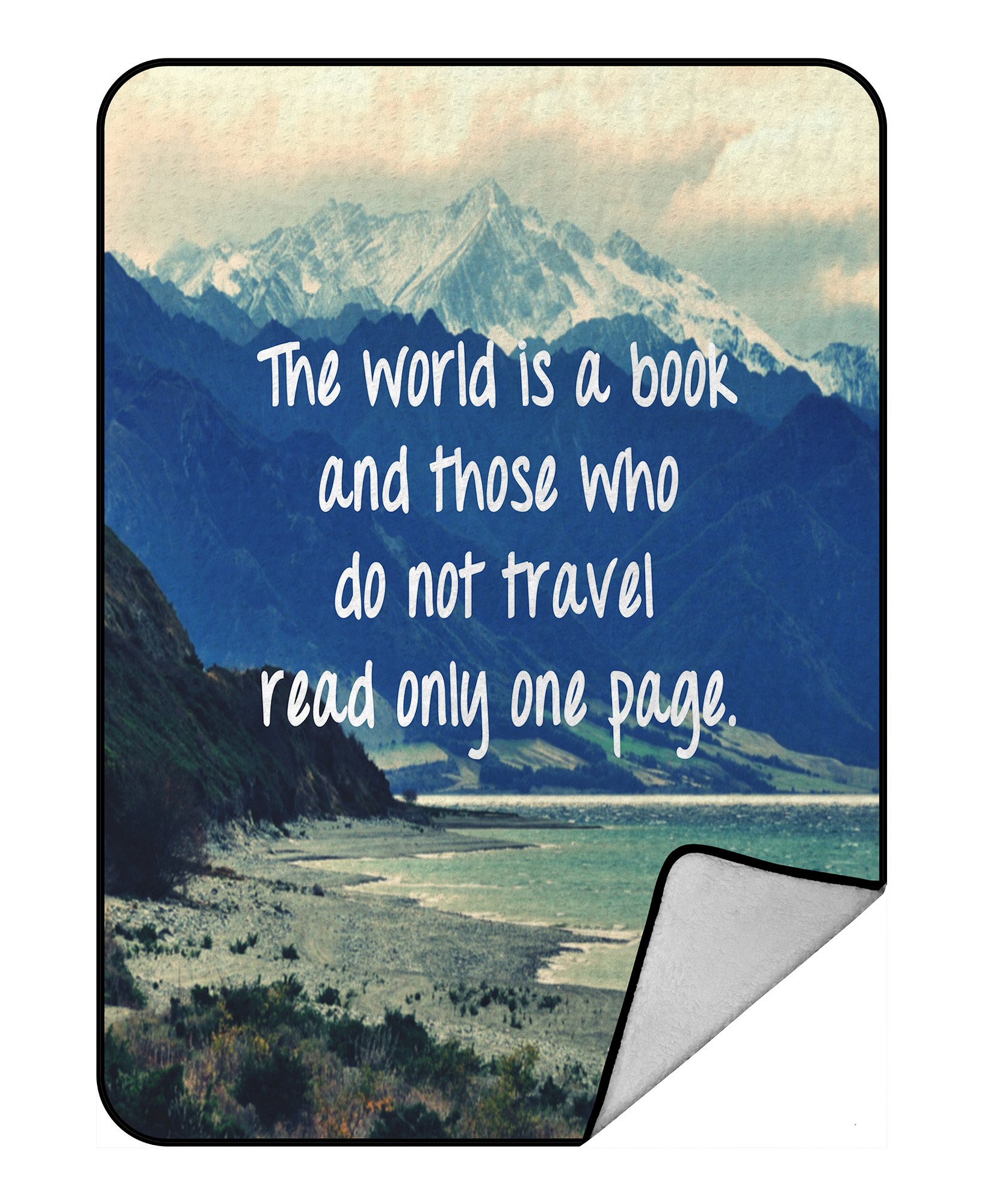 PHFZK Adventure Mountain Blanket, Inspirational Quote Fleece Blanket