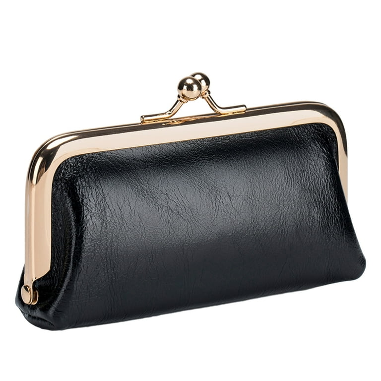 Milue Fashion Purse Kiss Lock Wallets Clutch Wallet for Women Vintage Change Pouch