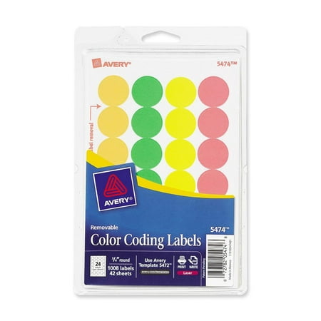 Avery Print Or Write Round Color Coding Label - 0.75