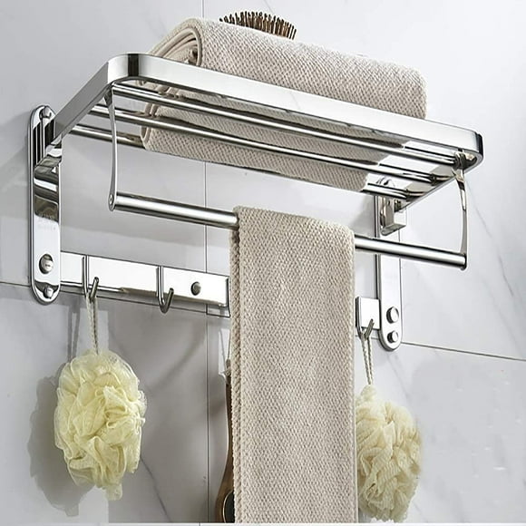 HSD Towel Rack Bathroom Shelf PunchHSD Free Stainless Steel Frame Towel Rack Toiletries Shelf Placement Cosmetic Storage Rack Optional Specifications Bathroom Shelf (Size : 59 2