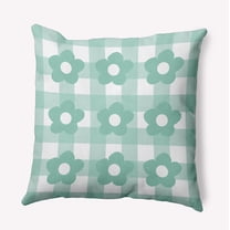 18" x 18" Simply Daisy Flowers on Gingham Polyester Indoor/Outdoor Pillow, Spring Green Qty 1