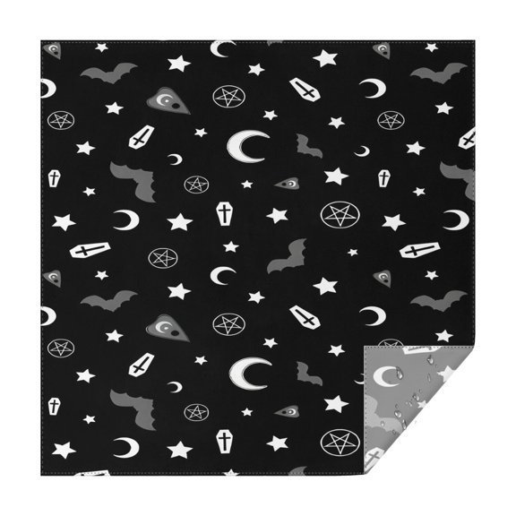 Black Halloween Occult Patterns Square Tablecloth,Waterproof Square Table Cover,Wipeable Spillproof Washable Table Cover for Home Kitchen Party Decor 42"X42"(107x107cm)
