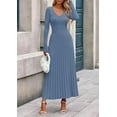 thumbnail image 3 of PRETTYGARDEN Women Sweater Dress Fall Fashion Long Sleeve V Neck Ribbed Knit Pleated A Line Elegant Maxi Winter Dresses, 3 of 10