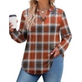 thumbnail image 5 of Zeagoo Womens Plus Size Long Sleeve Tops V Neck Plaid Roll Up Shirts Basic Casual Work Blouses, 5 of 5