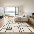 thumbnail image 3 of ODIKA 9'x12' Washable Area Rug Low Pile, Flatwoven, Cream Black Geometric Lines and Blocks Design Elegant Contemporary with Angles for Great Room, Indoor Concept, Large Living, 3 of 7