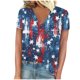 thumbnail image 1 of Mujeres Pantalones Cortos Día de la Independencia Impreso Cuello en V Manga Corta, Casual, 1 of 4