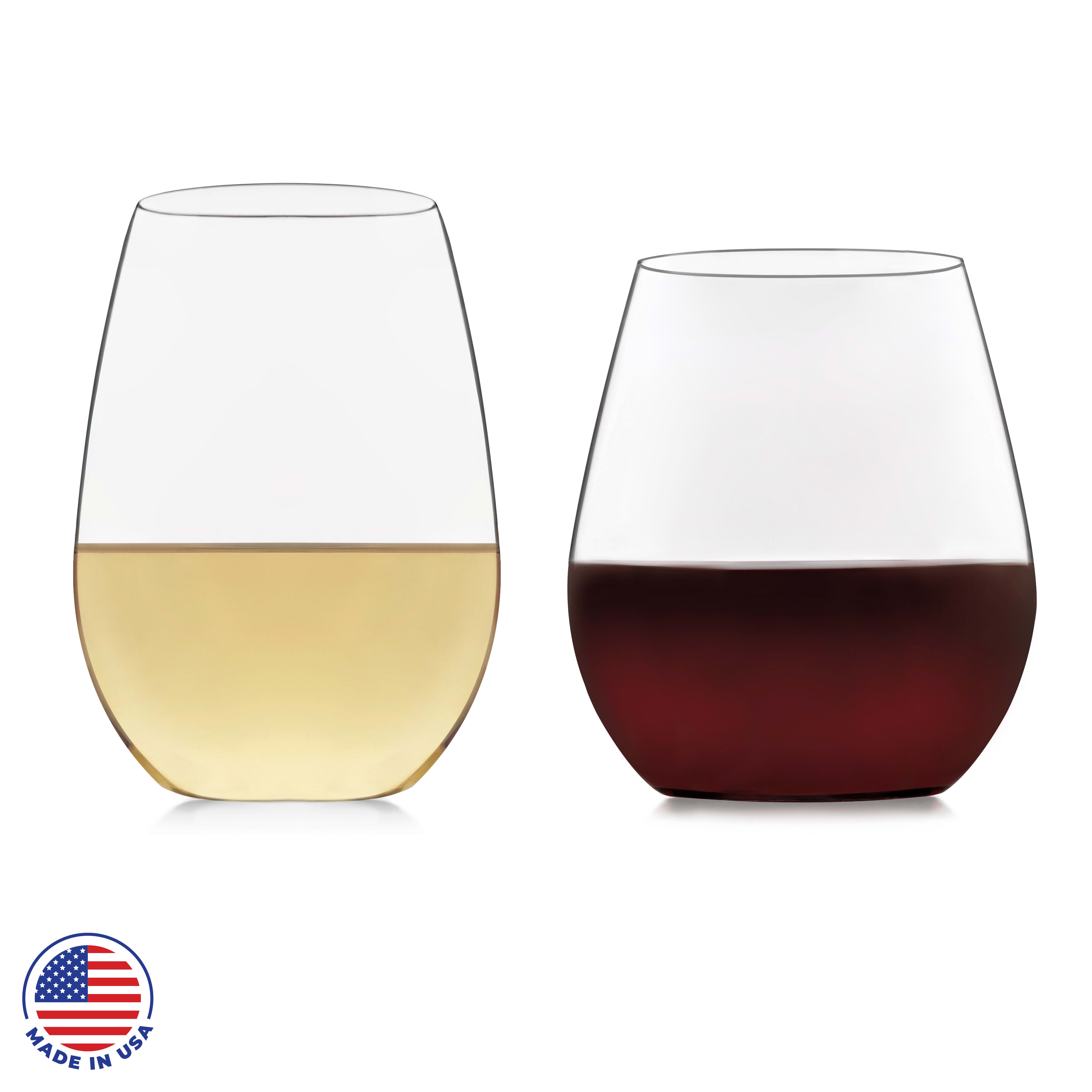 Libbey Signature Red and White Wine Glasses Set of 12, Elegant, Dishwasher Safe Glass Wine Glasses, Stemless Glassware for Birthdays, Weddings