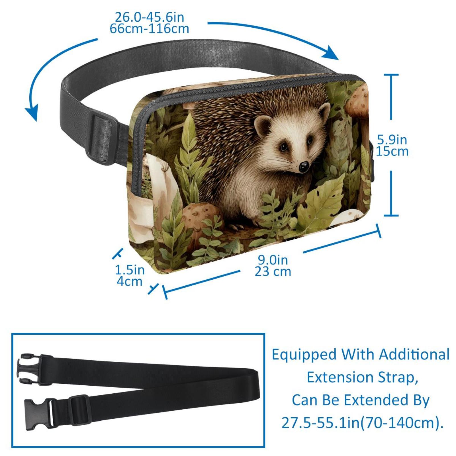 Hedgehog Lightweight Adjustable Fanny Pack with Extension Strap - Unisex Waist Bag