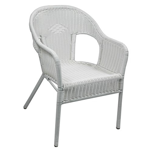 International Caravan Resin Wicker Outdoor Bistro Chairs-Color:White