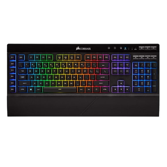 CORSAIR K57 RGB Wireless Gaming Keyboard - <1ms response time with Slipstream Wireless - Connect with USB dongle, Bluetooth or wired - Individually Backlit RGB Keys, Black
