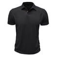 thumbnail image 4 of Mens Textured Jacquard Polo Shirt Super Stretch Short Sleeve Polo Shirts for Men Black, 4 of 6