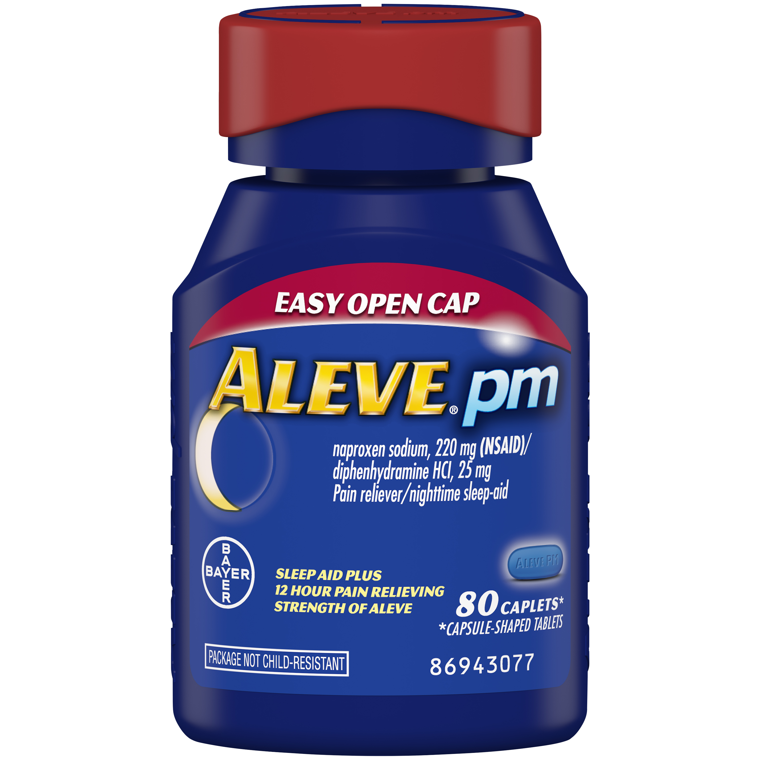 Aleve PM Soft Grip Arthritis Cap Pain Reliever/Nighttime Sleep-Aid Naproxen Sodium Caplets, 220 mg, 80 ct - image 2 of 12