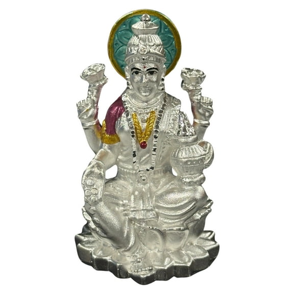 999 Pure Silver Lakshmi/Laxmi 3.0-inch Tall idol/Statue / Murti (Figurine #10)