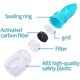 thumbnail image 4 of Botella de agua para perro, dispensador plegable portátil para mascotas, botella de agua con filtro de carbón activado, a prueba de fugas, materiales de grado alimenticio (10 oz, azul), 4 of 5