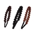 thumbnail image 3 of FELTECHELECTR piezas de aros para peluca, diadema de punto, banda para el cabello trenzada, adorable tocado para mujer, negro, marrón oscuro, 3 of 6