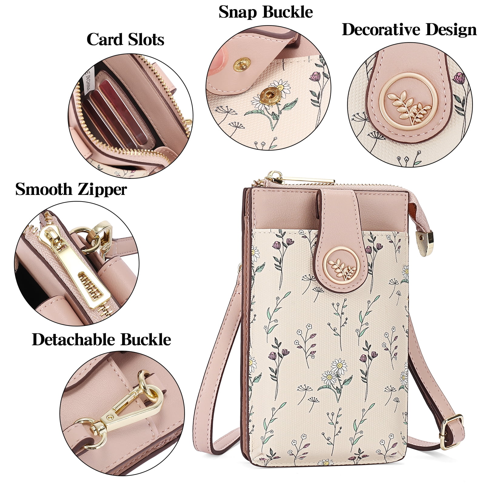 GAEKEAO Small Crossbody Bags for Women Leather Cell Phone Purse Bag Wallet with RFID Blocking Credit Card Slots