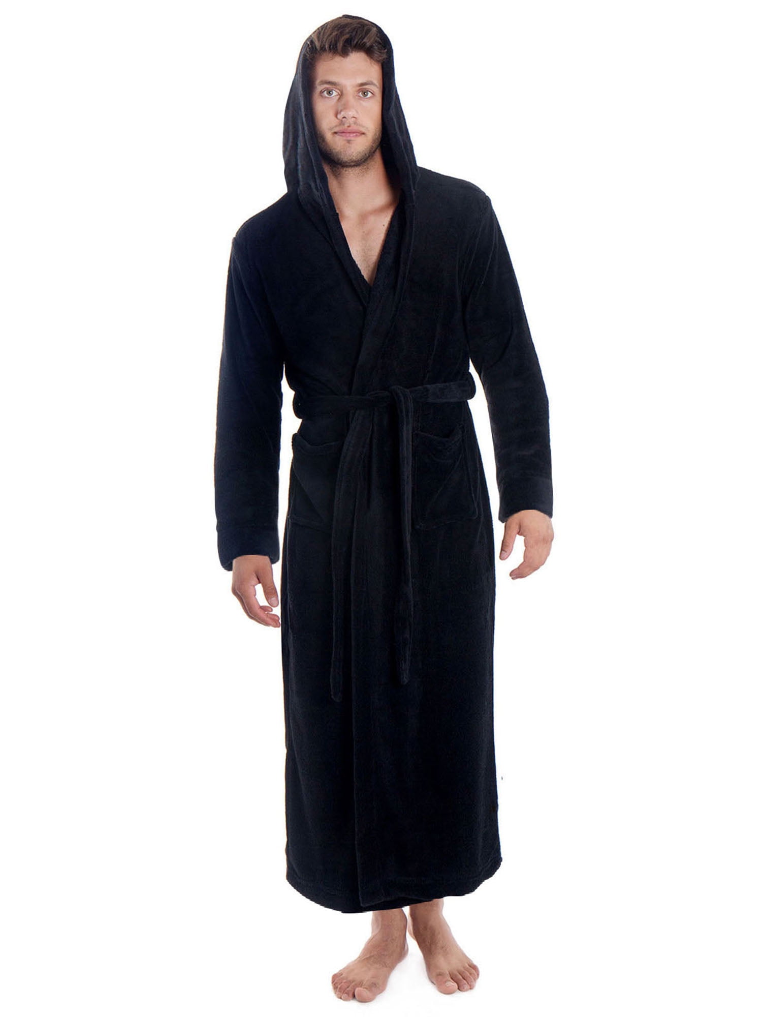 Womens Robe Soft Flannel Bath Robes,Black,LXL Men/XL2XL Women