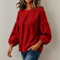 thumbnail image 3 of yillto Womens Top Puff Long Sleeve Textured Fashion Shirts Solid Color Loose Lightweight Sweatshirts, 3 of 5