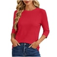 thumbnail image 2 of Neewe Sweaters for Women Plain 3/4 Sleeve Tops Round Neck Loose Casual Tunic Casual Pullover Daily, 2 of 7