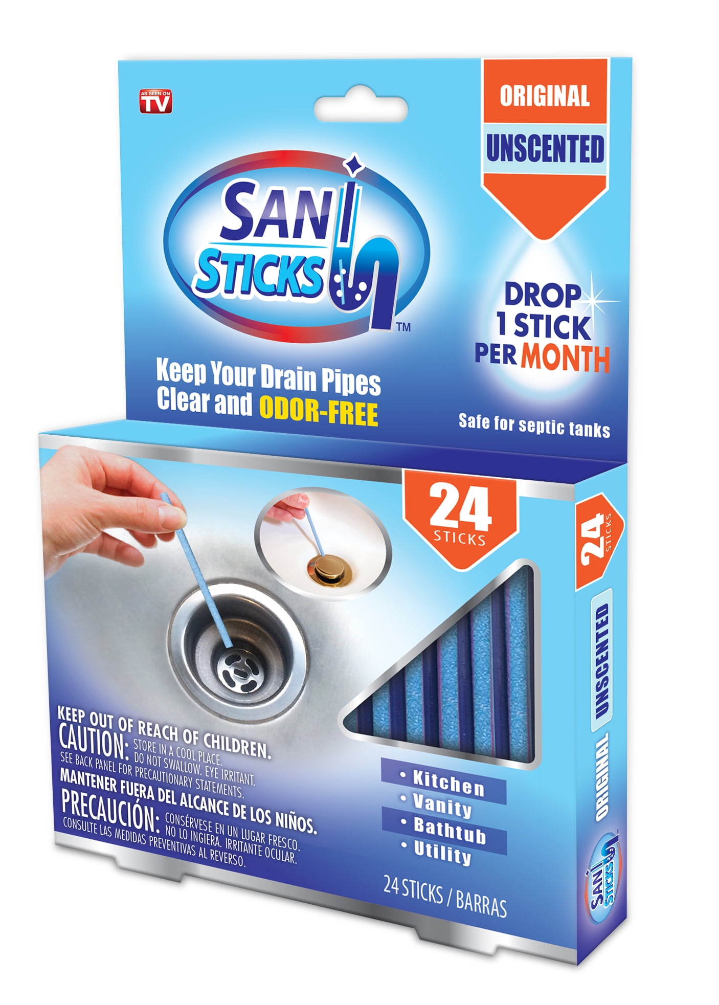 SANI 360° Sani Sticks Drain Cleaner and Deodorizer Non-Toxic Enzyme Formula 