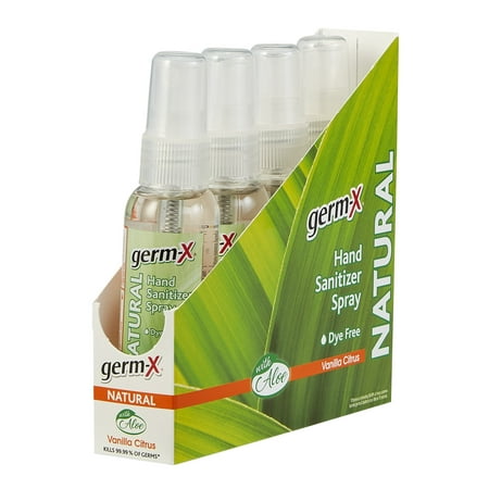 Travel Hand Sanitizer - (Pack of 4) Germ-X Natural Vanilla Citrus Hand Sanitizer Spray, 2 Oz