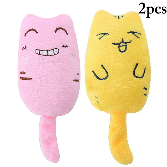 2PCS Chat Cataire Jouet Interactif Dessin Animé Expression Chat Morsure Chat Mâcher Jouet