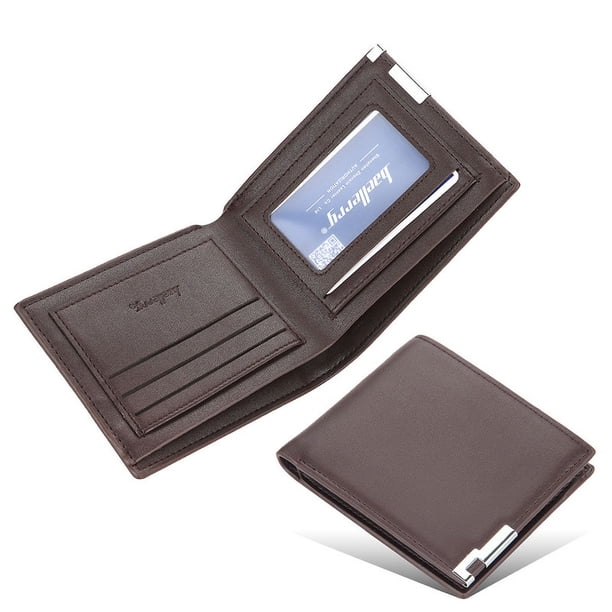 Cartera corta de hierro para hombre, billetera ultrafina para jóvenes, cartera horizontal para tarjetas