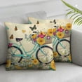 thumbnail image 3 of nygtbtfer 2Pcs Spring Rustic Farmhouse Throw Pillow Covers Vintage Yellow Truck Bike Bottle Floral Boot Flourishing Flowers Pillowcase2 Cushion for Home Sofa White, 3 of 7