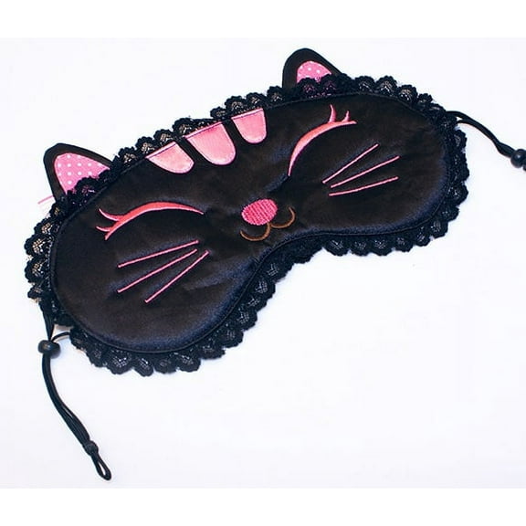 G&J Black Cat Sleeping Mask Embroidered Applique Sleep Eye Mask Soft Eyeshade Sleeping Blinder Soft Blindfold
