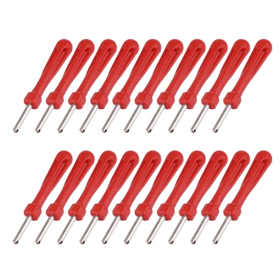 Unique Bargains 20pcs Red Plastic Handle Car Tyre Valve Core Remover Single Head Tire Repair Tools for Auto