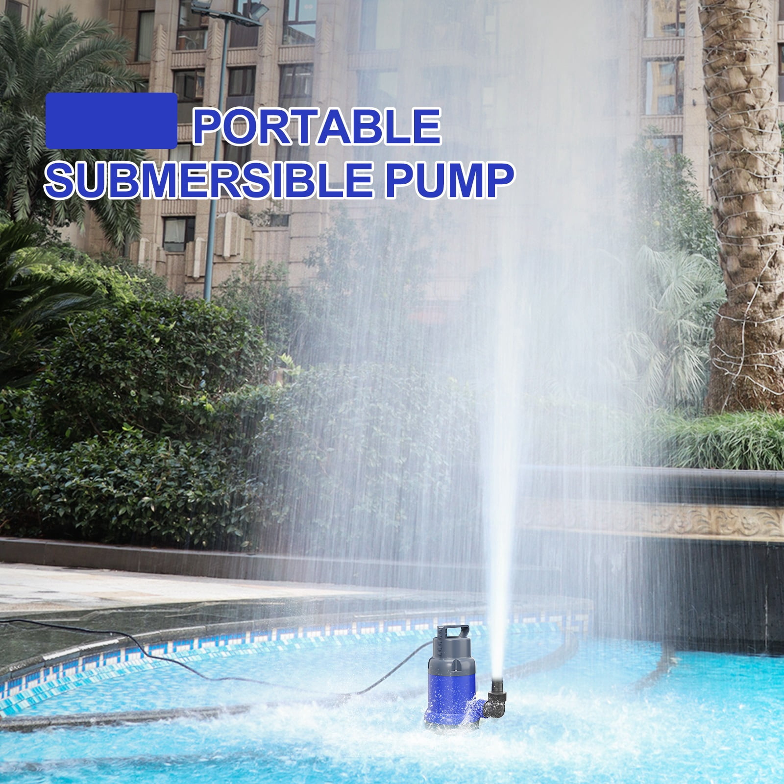 Sump Pump Submersible Water Pump 1HP 3700GPH Portable Electric Utility Pumps for Pool Draining Hot Tub Basement