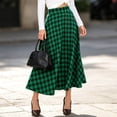 thumbnail image 4 of Jovrlynd Christmas Plaid Midi Skirts High Waist A Line Green Vintage Long Skirts with Pockets Casual Party Skirt Gifts for Her, 4 of 9