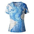 thumbnail image 4 of Fiudx Ofertas Flash Del Día Solo En Línea Moda Mujer Causal V-Cuello Impresión Blusa Manga Corta Camiseta Verano Tops, 4 of 5