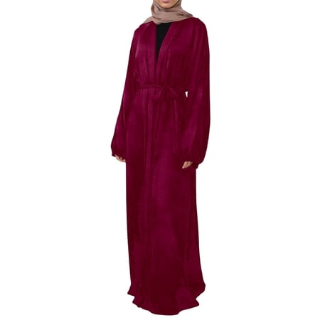 DGMIOCS Women s Maxi Dress for Women with Open Front and Long Sleeve Design Suitable for Everyday Work Travel and Holidays Red XL