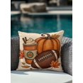 thumbnail image 4 of Outdoor Pillows Waterproof, Fall Thanksgiving Bedding Throw Pillows with Insert for Couch Sofa Bed, Football Pumpkins Maple Leaves Beige 16x16 Inch Pillowcases Decorative Patio Pillow Set of 1, 4 of 8