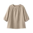 thumbnail image 4 of Womens Cotton Linen T Shirts Elbow Length Sleeve Crew Neck Tops for Women Summer Lightweight Tshirts, 4 of 6