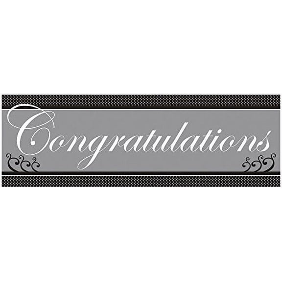 Creative Converting Chic Wedding Cake Giant Party Banner, 20 by 60", Gray