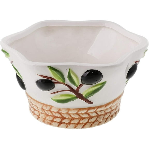 Servette Home Ceramic Medium Olive Salad Bowl