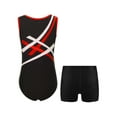 thumbnail image 2 of Linjinx Kids Girls Boys Ballet Dance Leotard with Shorts Set Gymnastics Bodysuit Unitard Biketard Red&Black 10, 2 of 5