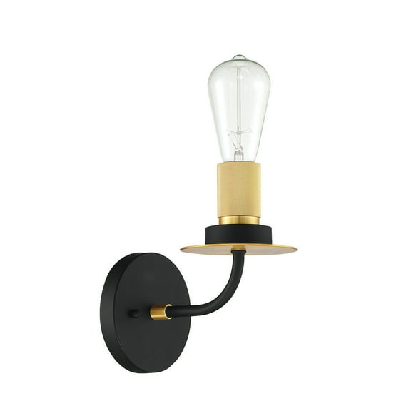 F28001-23-Sunset Lighting-Onyx - 1 Light Wall Sconce   Matte Black/Brushed Satin Gold Finish with Clear Glass