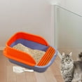thumbnail image 1 of Caja de arena para gatos con pala con protector de dispersión Alta Lados altos Aire libre Parte abierta Caja de arena para gatos Bandeja de , Naranja azul, GRANDE Azul Naranja Grande, 1 of 8